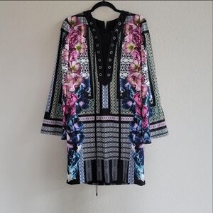 ANTONIO MELANI Floral Black Midi Dress